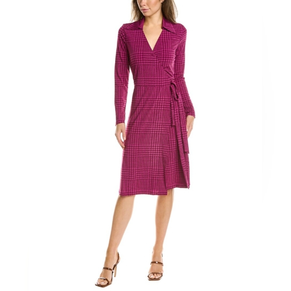 Brooks Brothers Magenta/Pink Wrap Midi Dress